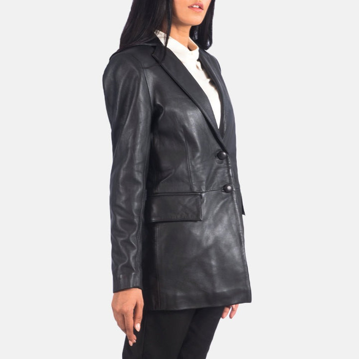 Marilyn Black Leather Blazer - Rare Leather