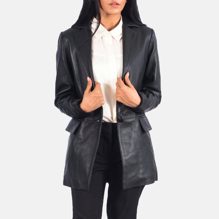 Marilyn Black Leather Blazer - Rare Leather