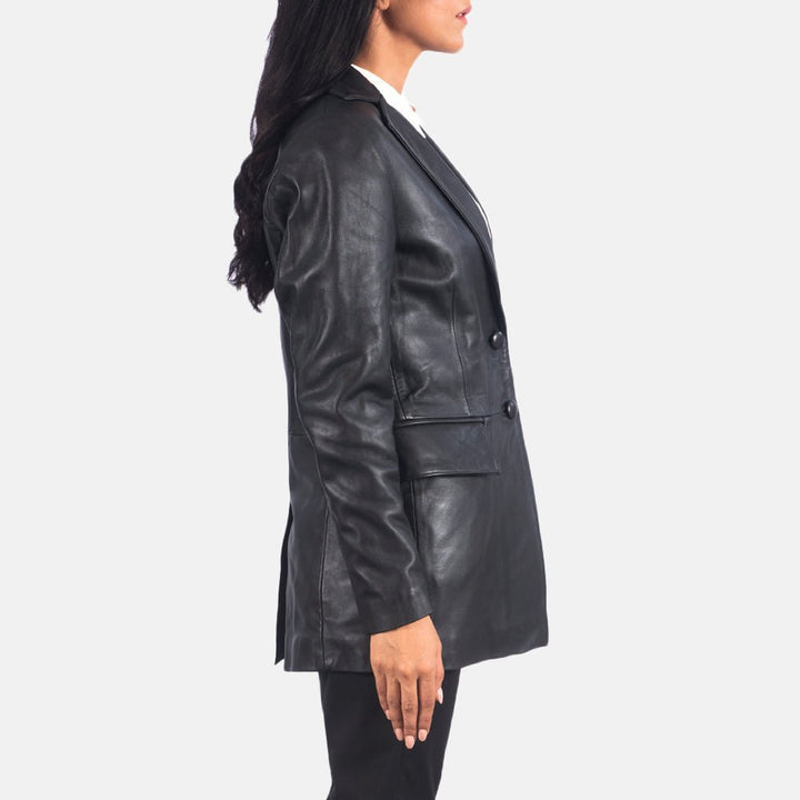Marilyn Black Leather Blazer - Rare Leather