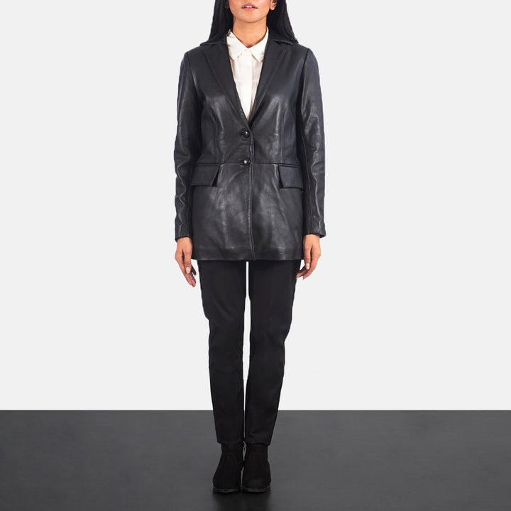 Marilyn Black Leather Blazer - Rare Leather