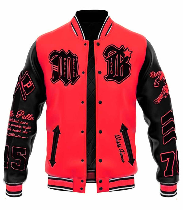 MB Red Black Varsity Jacket - Rare Leather Order Now !!