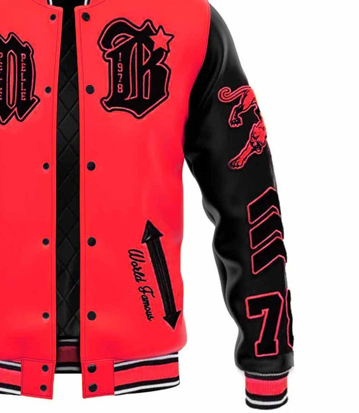 MB Red Black Varsity Jacket - Rare Leather Order Now !!