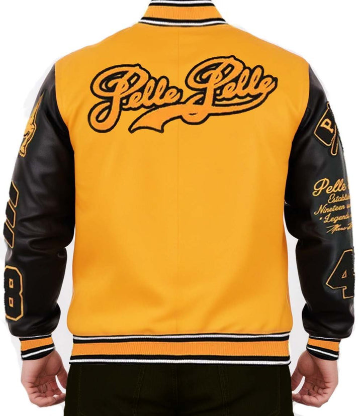 MB Yellow Black Varsity Jacket - Rare Leather Order Now !!