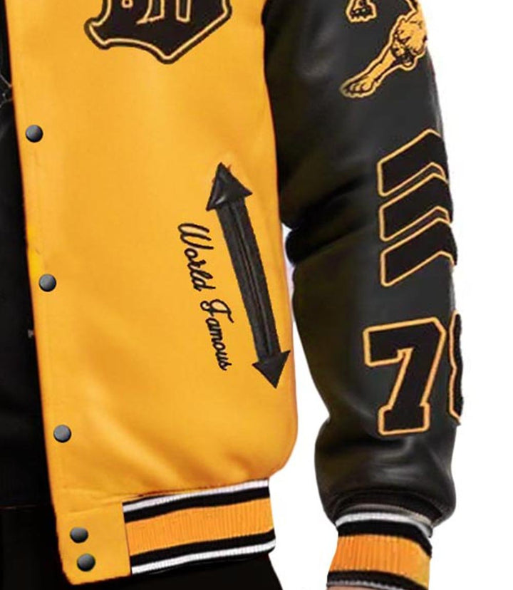 MB Yellow Black Varsity Jacket - Rare Leather Order Now !!