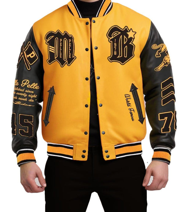 MB Yellow Black Varsity Jacket - Rare Leather Order Now !!