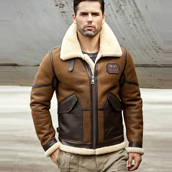 Men 2022 B6 RAF Flight Shearling Sheepskin Leather Jacket - Rare Leather