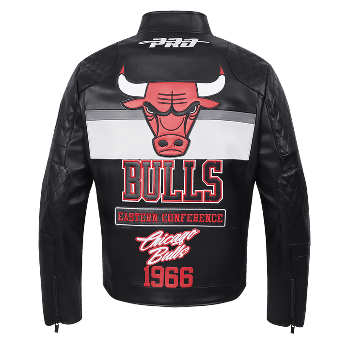Men NBA Chicago Bulls Moto Jacket - Rare Leather Order Now !!