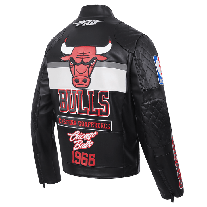 Men NBA Chicago Bulls Moto Jacket - Rare Leather Order Now !!