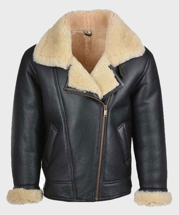 Mens B3 Black Shearling Leather Jacket - Rare Leather