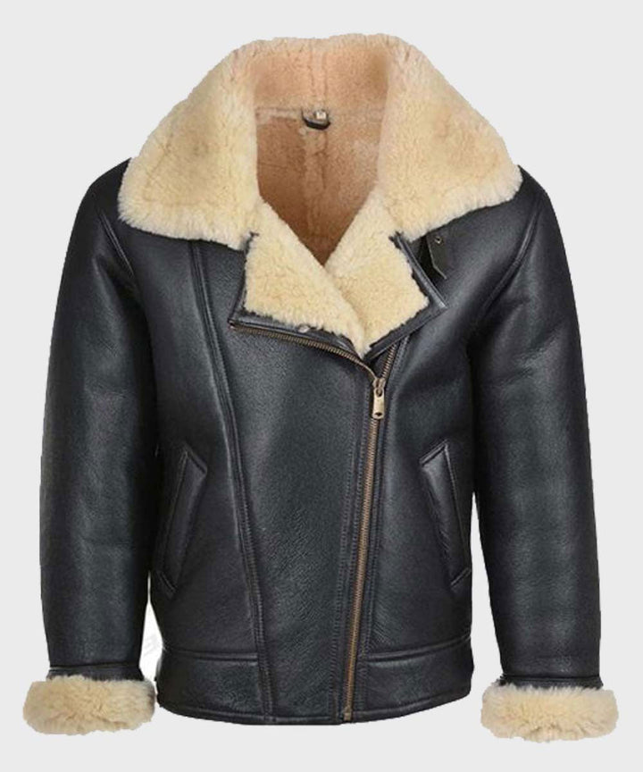 Mens B3 Black Shearling Leather Jacket - Rare Leather