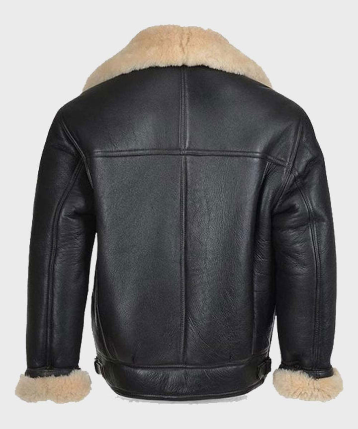 Mens B3 Black Shearling Leather Jacket - Rare Leather