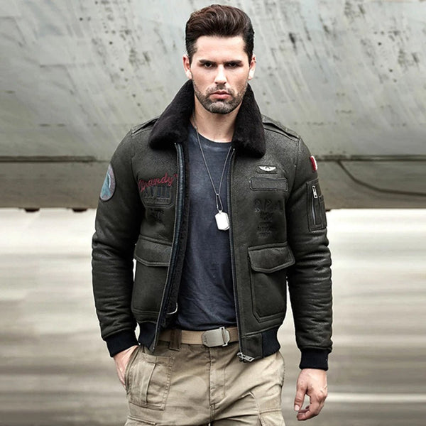 Men's B3 RAF Aviator Sheepskin Shearling Leather Bomber Jacket - Rare Leather