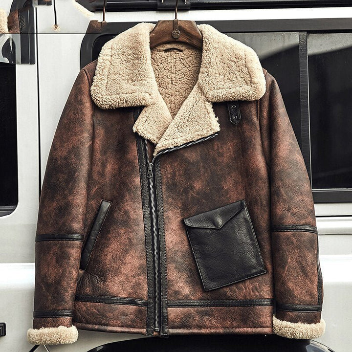 Mens B3 RAF Waxed Brown Flying Aviator Leather Shearling Jacket Coat - Rare Leather