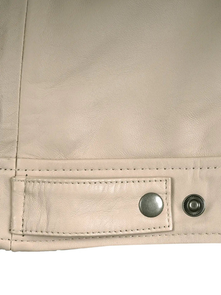 Men's Beige Real Leather Harrington Jacket - Rare Leather