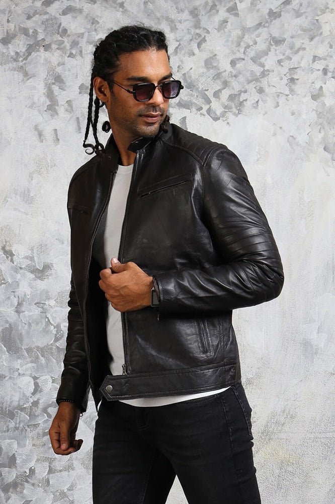 Men's Black Biker Leather Jacket - Road Rebel - Rare Leather