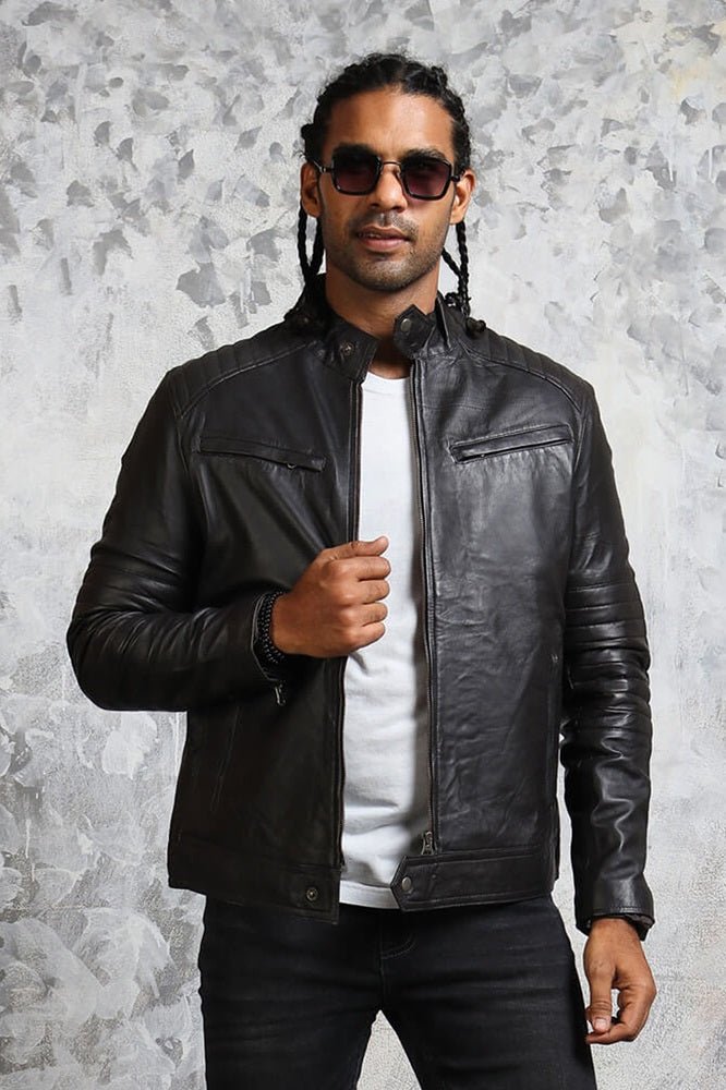 Men's Black Biker Leather Jacket - Road Rebel - Rare Leather