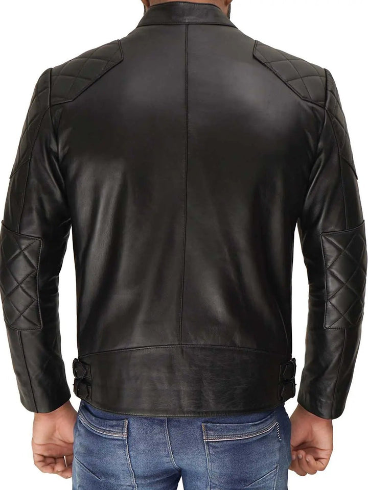 Men's Black Cafe Racer Leather Jacket - Rare Leather