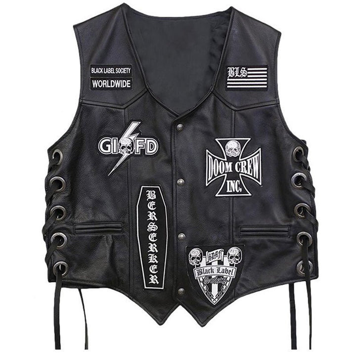 Men's Black Label Society Leather Vest - Rare Leather