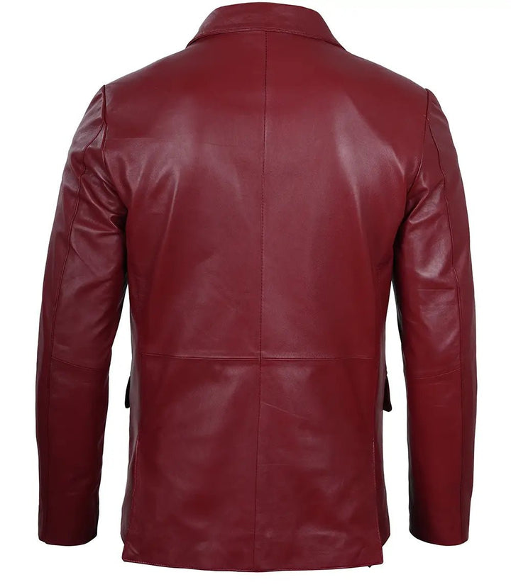 Men's Burgundy Real Leather Blazer - Rare Leather