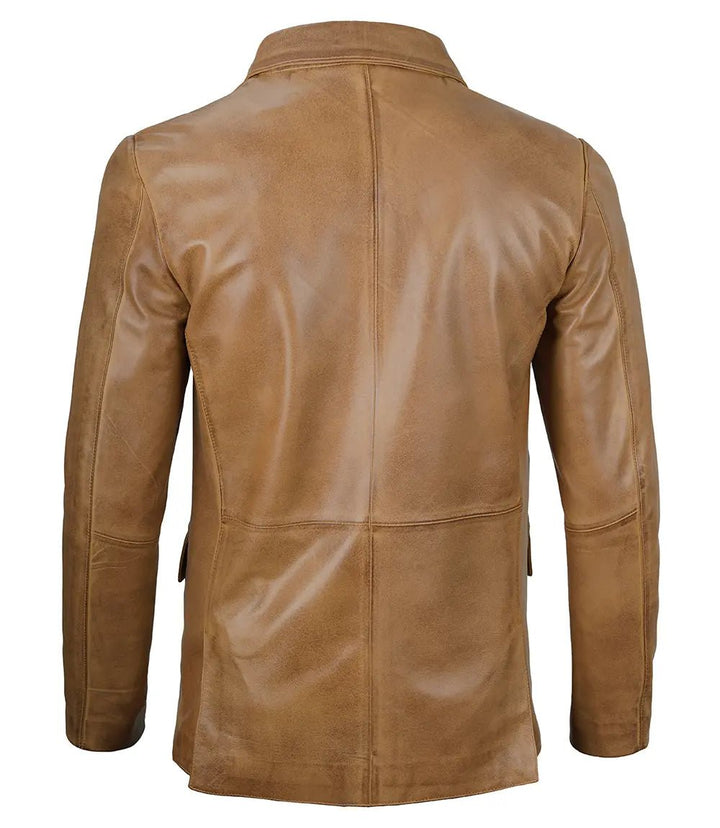 Mens Camel Brown Leather Blazer Jacket - Rare Leather