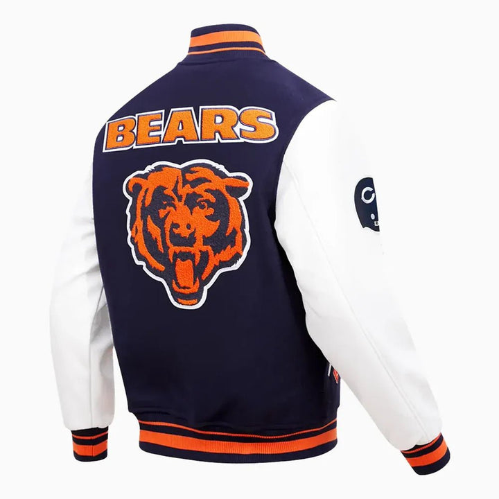 Men's Chicago Bears NFL Retro Classic Rib Wool Varsity Jacket - Rare Leather