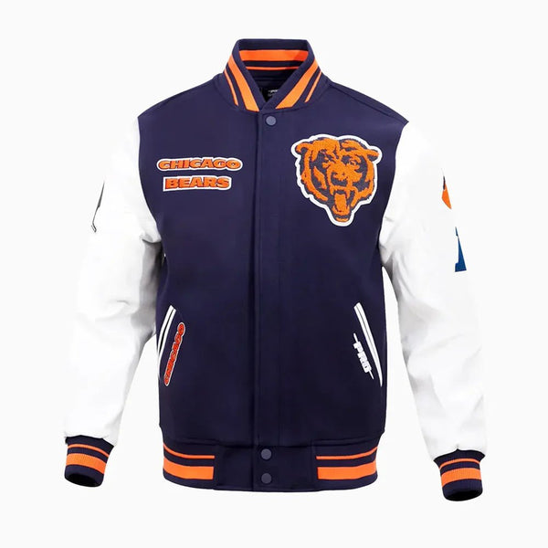 Men's Chicago Bears NFL Retro Classic Rib Wool Varsity Jacket - Rare Leather