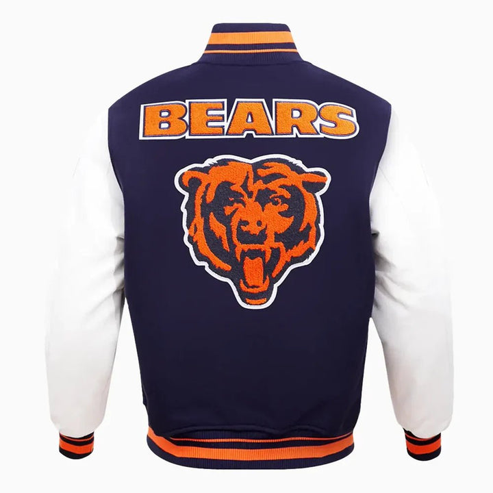Men's Chicago Bears NFL Retro Classic Rib Wool Varsity Jacket - Rare Leather