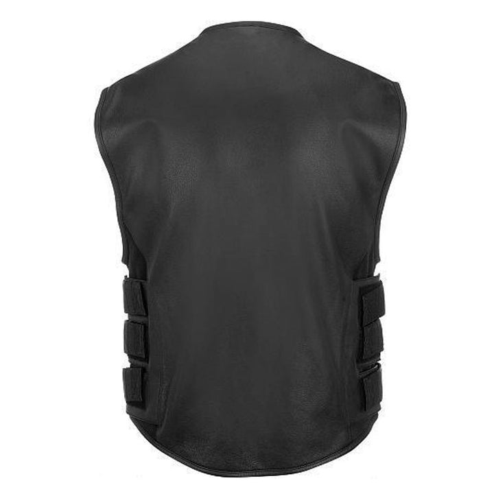 Men's Commando Style Motorcycle Leather Vest - Rare Leather