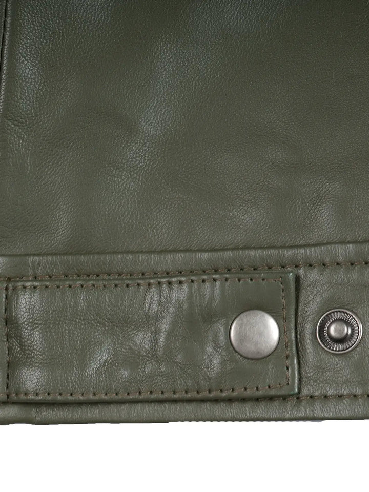 Men's Dark Green Harrington Leather Jacket - Rare Leather