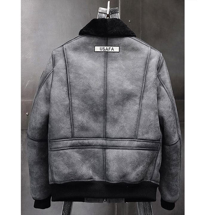 Mens Grey B3 RAF Flight Shearling Leather Jacket Coat - Rare Leather