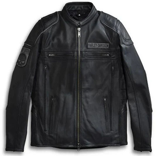 Men's Harley Davidson Biker Leather Jacket with Skull Logo - Rare Leather