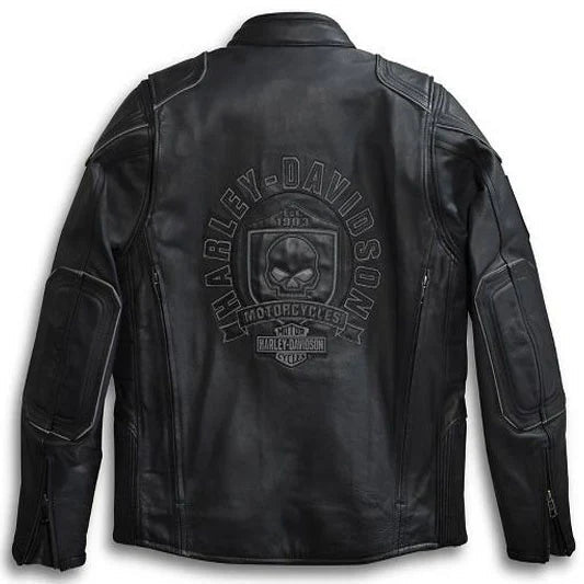Men's Harley Davidson Biker Leather Jacket with Skull Logo - Rare Leather