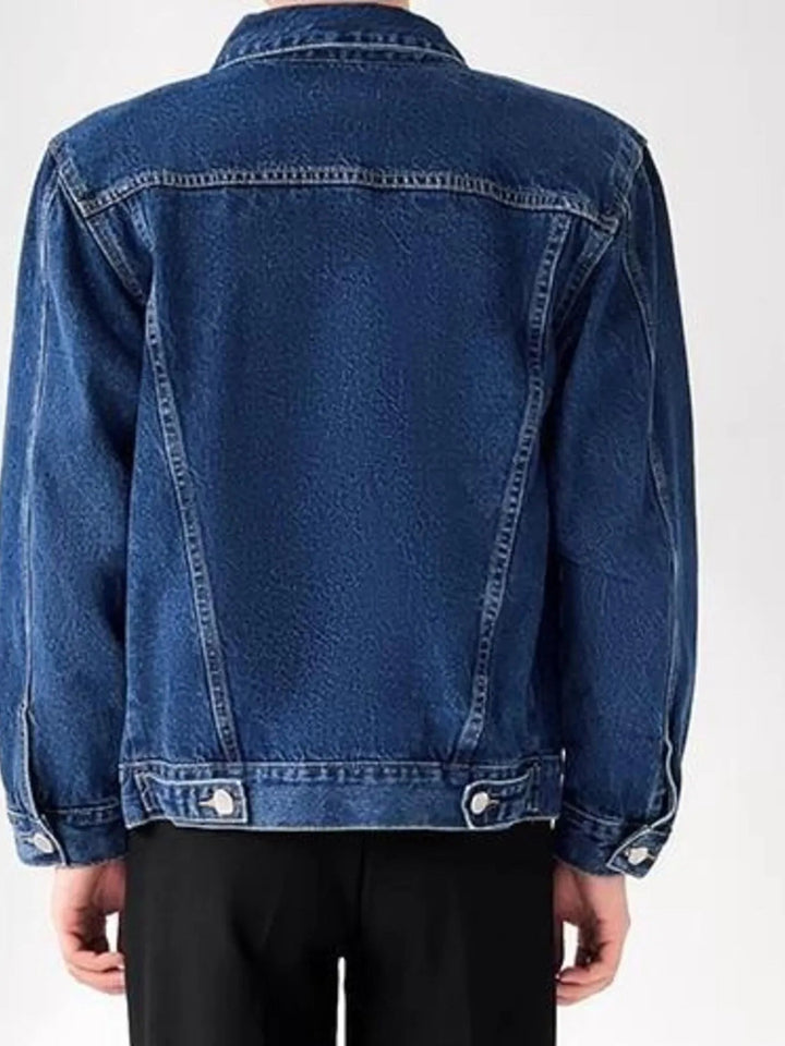 Men's Plus Size Button Up Long Sleeve Denim Jacket - Rare Leather