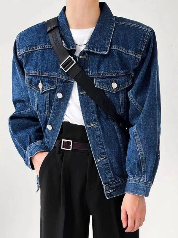 Men's Plus Size Button Up Long Sleeve Denim Jacket - Rare Leather