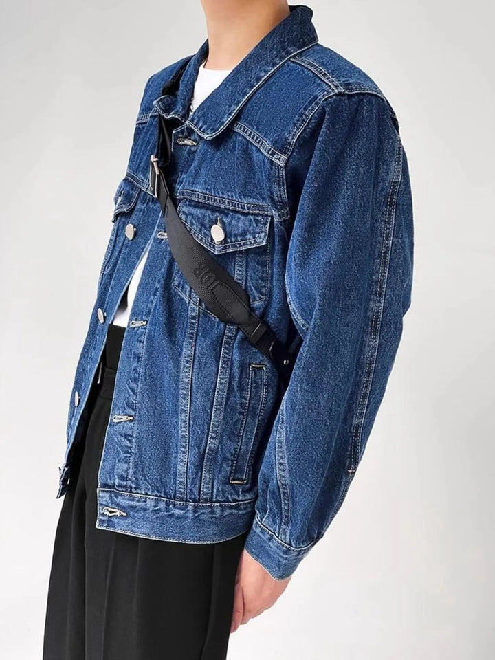 Men's Plus Size Button Up Long Sleeve Denim Jacket - Rare Leather