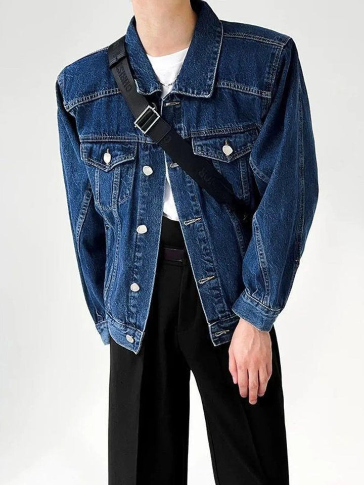 Men's Plus Size Button Up Long Sleeve Denim Jacket - Rare Leather