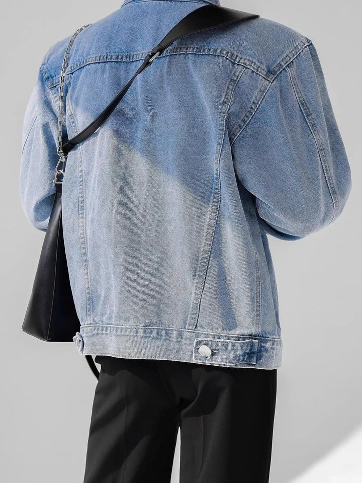 Men's Plus Size Button Up Long Sleeve Denim Jacket - Rare Leather