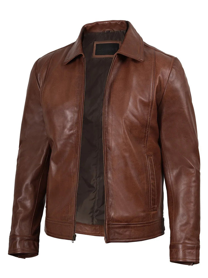 Mens Reeves Brown Harrington Real Leather Jacket - Rare Leather