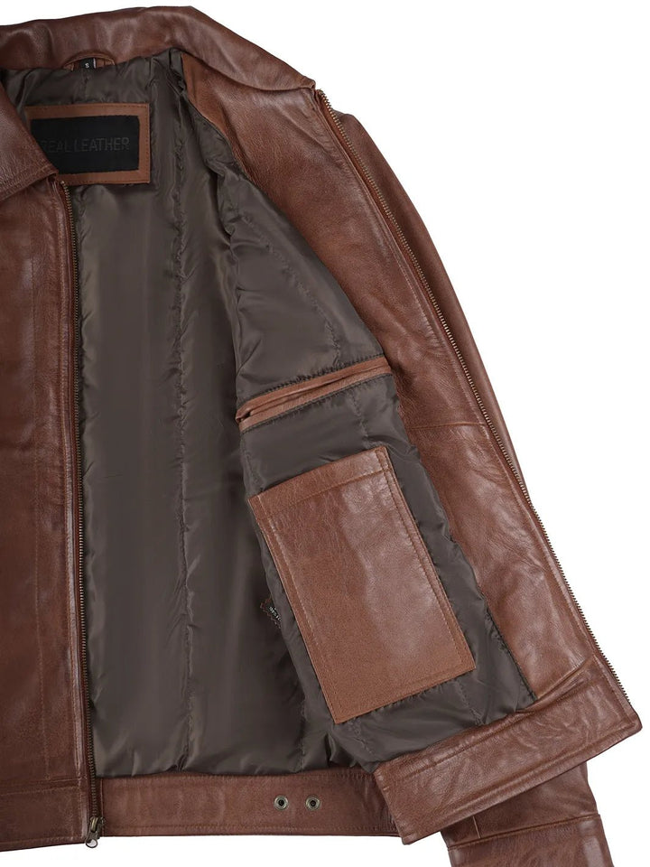 Mens Reeves Brown Harrington Real Leather Jacket - Rare Leather