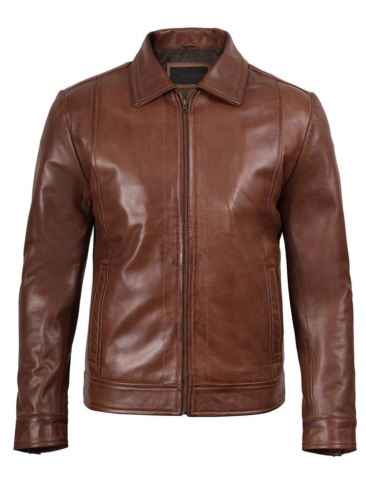 Mens Reeves Brown Harrington Real Leather Jacket - Rare Leather