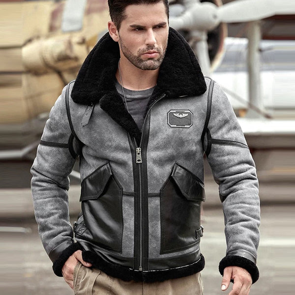 Mens Sheepskin Raf Airforce Pilot Shearling Aviator Jacket - Rare Leather