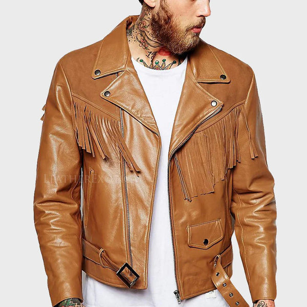 Men's Suede Fringe Motorcycle Jacket - Rare Leather