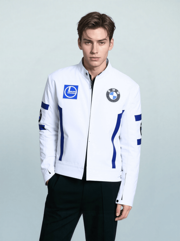 Men’s White Leather BMW Biker Jacket - Rare Leather