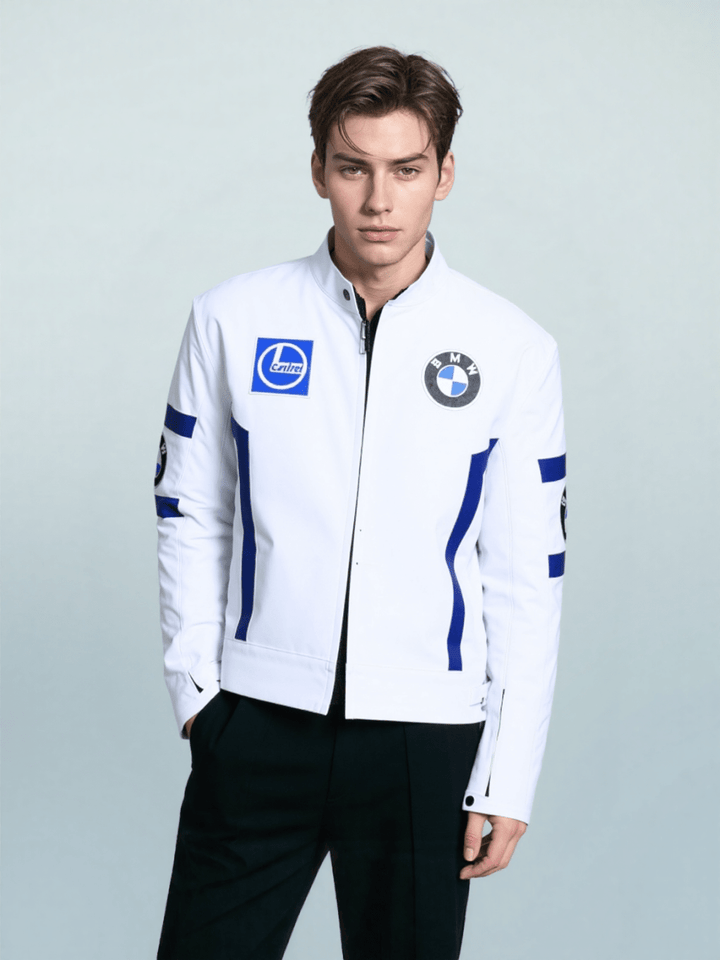 Men’s White Leather BMW Biker Jacket - Rare Leather