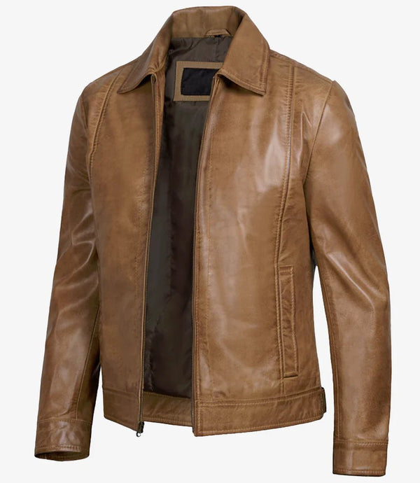 Men's Yellow Wax Vintage Leather Jacket - Rare Leather