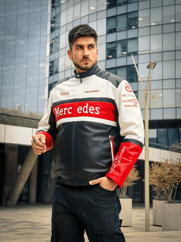 Mercedes x McLaren Leather Vintage Racing Jacket - Rare Leather Order Now !!