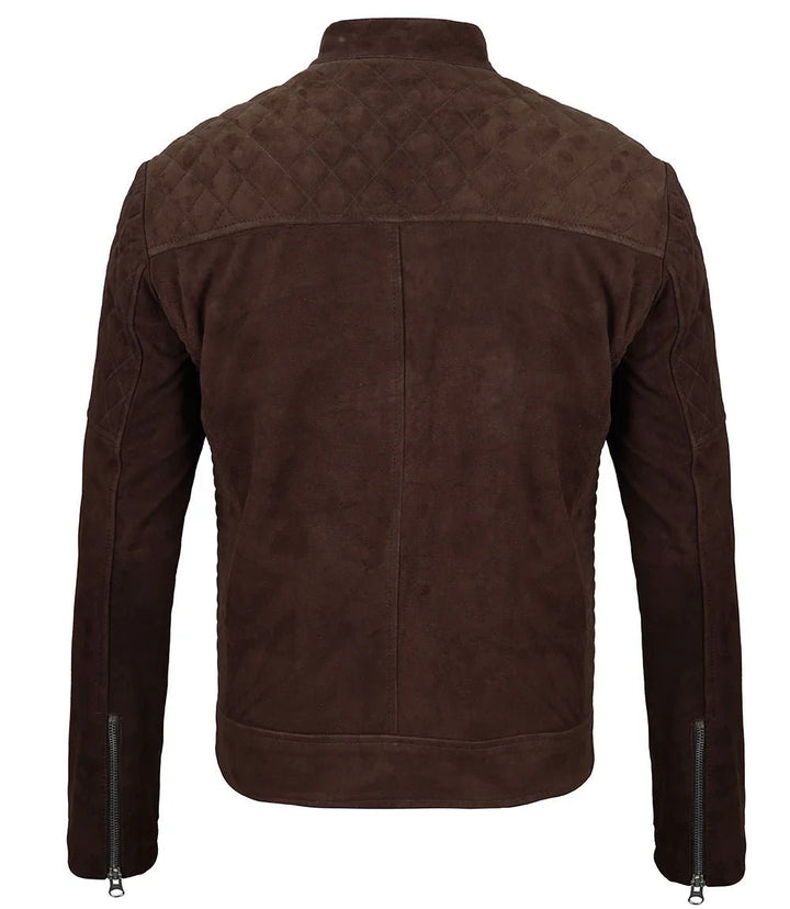 Miguel Men's Quilted Brown Suede Jacket - Rare Leather