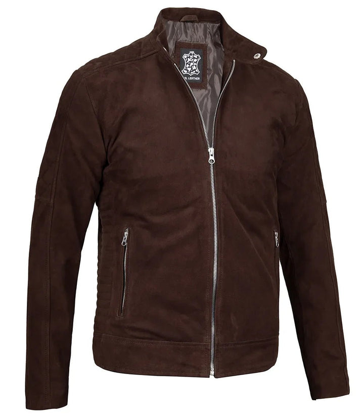 Miguel Men's Quilted Brown Suede Jacket - Rare Leather