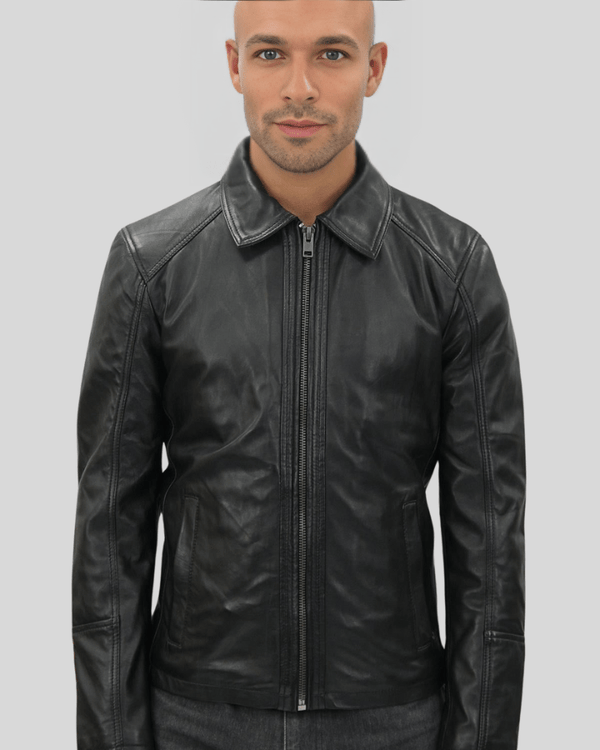 Miles Black Leather Racer Jacket - Rare Leather