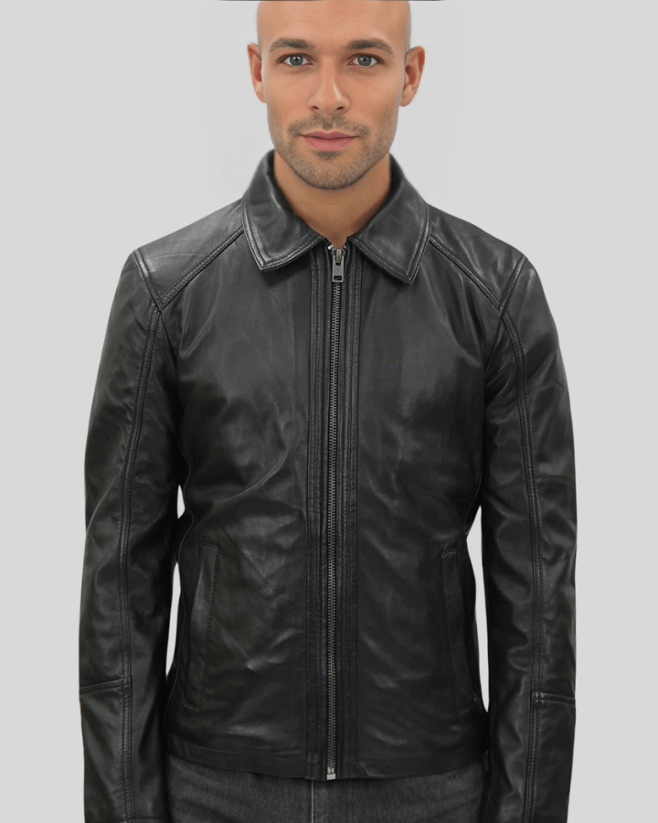 Miles Black Leather Racer Jacket - Rare Leather